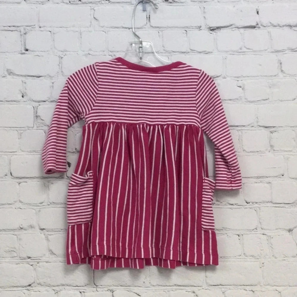 Hanna Andersson 12-18M Pink Stripe Long Sleeve Dress with pockets - Picture 5 of 5